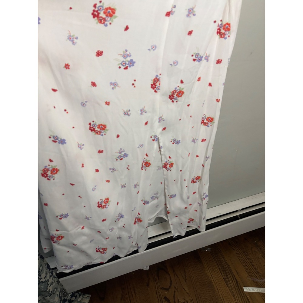 Mango Floral Smocked Midi Dress White Viscose Cottagecore 2XL - Picture 7 of 7